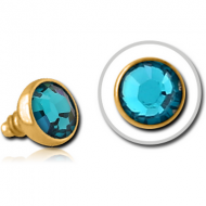 GOLD PVD COATED SURGICAL STEEL OPTIMA CRYSTAL JEWELLED BALL FOR 1.2MM INTERNALLY THREADED PIN PIERCING