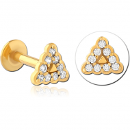 GOLD PVD COATED SURGICAL STEEL INTERNALLY THREADED JEWELLED MICRO LABRET PIERCING