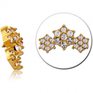 GOLD PVD COATED SURGICAL STEEL JEWELLED MICRO ATTACHMENT FOR 1.2MM INTERNALLY THREADED PINS - STARS PIERCING