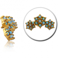 GOLD PVD COATED SURGICAL STEEL SYNTHETIC OPAL JEWELLED MICRO ATTACHMENT FOR 1.2MM INTERNALLY THREADED PINS - STARS