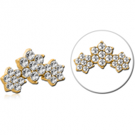 GOLD PVD COATED SURGICAL STEEL JEWELLED MICRO ATTACHMENT FOR 1.2MM INTERNALLY THREADED PINS - FLOWER PIERCING