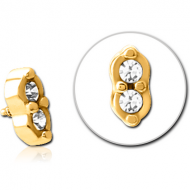 GOLD PVD COATED SURGICAL STEEL JEWELLED MICRO ATTACHMENT FOR 1.2MM INTERNALLY THREADED PINS PIERCING