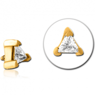 GOLD PVD COATED SURGICAL STEEL JEWELLED MICRO ATTACHMENT FOR 1.2MM INTERNALLY THREADED PINS - TRIANGLE PIERCING