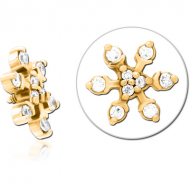 GOLD PVD COATED SURGICAL STEEL JEWELLED MICRO ATTACHMENT FOR 1.2MM INTERNALLY THREADED PINS