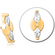 GOLD PVD COATED SURGICAL STEEL JEWELLED MICRO ATTACHMENT FOR 1.2MM INTERNALLY THREADED PINS PIERCING