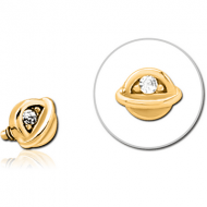 GOLD PVD COATED SURGICAL STEEL JEWELLED MICRO ATTACHMENT FOR 1.2MM INTERNALLY THREADED PINS - HALF OPEN EYE PIERCING