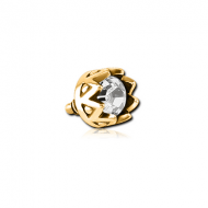 GOLD PVD COATED SURGICAL STEEL JEWELLED MICRO ATTACHMENT FOR 1.2MM INTERNALLY THREADED PINS PIERCING