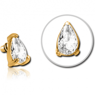 GOLD PVD COATED SURGICAL STEEL JEWELLED MICRO ATTACHMENT FOR 1.2MM INTERNALLY THREADED PINS - DROP PIERCING
