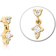 GOLD PVD COATED SURGICAL STEEL JEWELLED MICRO ATTACHMENT FOR 1.2MM INTERNALLY THREADED PINS PIERCING