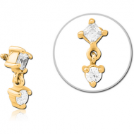GOLD PVD COATED SURGICAL STEEL JEWELLED MICRO ATTACHMENT FOR 1.2MM INTERNALLY THREADED PINS PIERCING