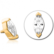 GOLD PVD COATED SURGICAL STEEL JEWELLED MICRO ATTACHMENT FOR 1.2MM INTERNALLY THREADED PINS