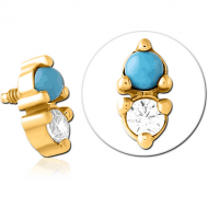 GOLD PVD SURGICAL STEEL JEWELLED MICRO ATTACHMENT FOR 1.2MM INTERNALLY THREADED PINS PIERCING