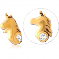 GOLD PVD COATED SURGICAL STEEL JEWELLED MICRO ATTACHMENT FOR 1.2MM INTERNALLY THREADED PINS PIERCING