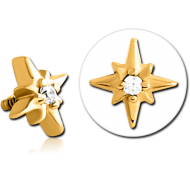 GOLD PVD COTED SURGICAL STEEL JEWELLED MICRO ATTACHMENT FOR 1.2MM INTERNALLY THREADED PINS PIERCING