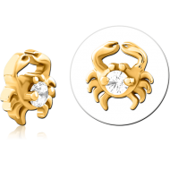 GOLD PVD COATED SURGICAL STEEL JEWELLED MICRO ATTACHMENT FOR 1.2MM INTERNALLY THREADED PINS PIERCING