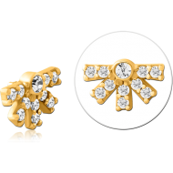 GOLD PVD COATED SURGICAL STEEL JEWELLED MICRO ATTACHMENT FOR 1.2MM INTERNALLY THREADED PINS PIERCING