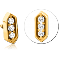 GOLD PVD COATED SURGICAL STEEL JEWELLED MICRO ATTACHMENT FOR 1.2MM INTERNALLY THREADED PINS PIERCING