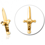 GOLD PVD COATED SURGICAL STEEL MICRO ATTACHMENT FOR 1.2MM INTERNALLY THREADED PINS - SWORD PIERCING