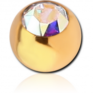 GOLD PVD COATED SURGICAL STEEL JALUE CRYSTAL JEWELLED BALL PIERCING