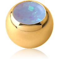 GOLD PVD COATED SURGICAL STEEL JEWELLED BALL WITH SYNTHETIC OPAL