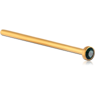 GOLD PVD COATED SURGICAL STEEL OPTIMA CRYSTALJEWELLED STRAIGHT NOSE STUD 15MM PIERCING