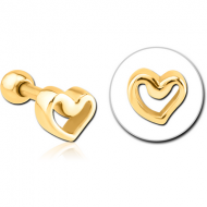 GOLD PVD COATED SURGICAL STEEL TRAGUS MICRO BARBELL - HEART