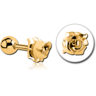 GOLD PVD COATED SURGICAL STEEL TRAGUS MICRO BARBELL - FLOWER