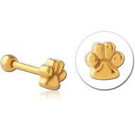 GOLD PVD COATED SURGICAL STEEL TRAGUS MICRO BARBELL - PAW