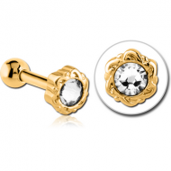 GOLD PVD COATED SURGICAL STEEL TRAGUS MICRO BARBELL - FLOWER