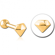 GOLD PVD COATED SURGICAL STEEL TRAGUS MICRO BARBELL - DIAMOND