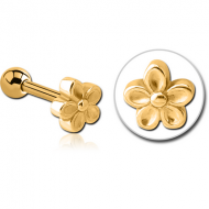 GOLD PVD COATED SURGICAL STEEL TRAGUS MICRO BARBELL - FLOWER