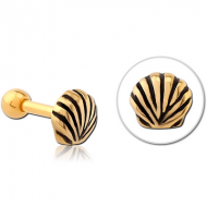 GOLD PVD COATED SURGICAL STEEL TRAGUS MICRO BARBELL - SHELL