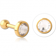 GOLD PVD COATED SURGICAL STEEL JEWELLED TRAGUS MICRO BARBELL