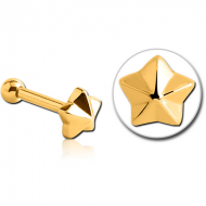 GOLD PVD COATED SURGICAL STEEL TRAGUS MICRO BARBELL - NAUTICAL STAR