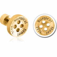 GOLD PVD COATED SURGICAL STEEL TRAGUS BARBELL - BUTTON