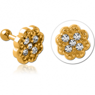 GOLD PVD COATED SURGICAL STEEL JEWELLED TRAGUS MICRO BARBELL