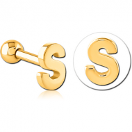 GOLD PVD COATED SURGICAL STEEL TRAGUS MICRO BARBELL - S