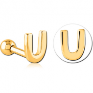 GOLD PVD COATED SURGICAL STEEL TRAGUS MICRO BARBELL - U