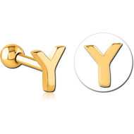 GOLD PVD COATED SURGICAL STEEL TRAGUS MICRO BARBELL - Y