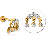 GOLD PVD COATED SURGICAL STEEL JEWELLED TRAGUS MICRO BARBELL