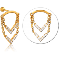 GOLD PVD COATED SURGICAL STEEL JEWELLED TRAGUS MICRO BARBELL