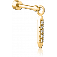 GOLD PVD COATED SURGICAL STEEL JEWELLED TRAGUS MICRO BARBELL