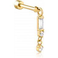GOLD PVD COATED SURGICAL STEEL JEWELLED TRAGUS MICRO BARBELL