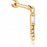 GOLD PVD COATED SURGICAL STEEL JEWELLED TRAGUS MICRO BARBELL