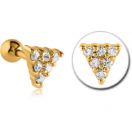 GOLD PVD COATED SURGICAL STEEL JEWELLED TRAGUS MICRO BARBELL - TRIANGLE