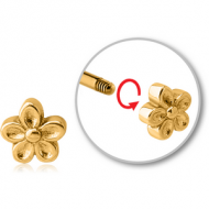 GOLD PVD COATED SURGICAL STEEL MICRO THREADED ATTACHMENT - FLOWER