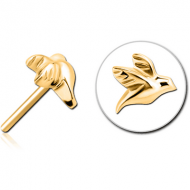 GOLD PVD COATED SURGICAL STEEL THREADLESS ATTACHMENT - BIRD PIERCING