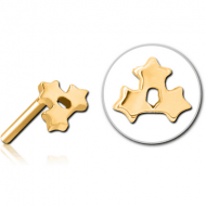 GOLD PVD COATED SURGICAL STEEL THREADLESS ATTACHMENT - TRIPLE STAR PIERCING