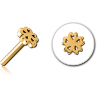 GOLD PVD COATED SURGICAL STEEL THREADLESS ATTACHMENT - CLOVER PIERCING