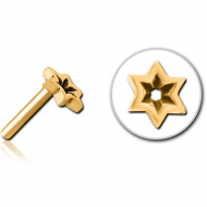 GOLD PVD COATED SURGICAL STEEL THREADLESS ATTACHMENT - STAR INDENT PIERCING